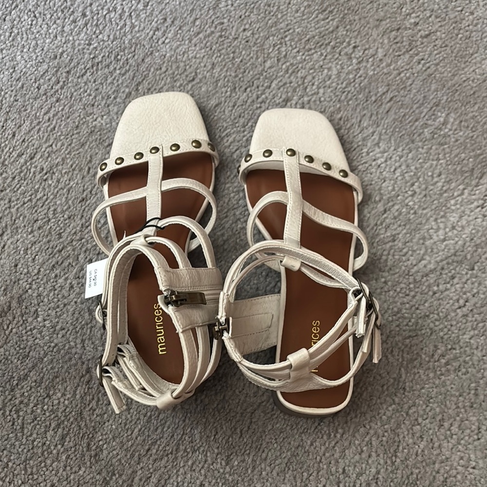 Maurices Cream Sandals with Strappy Design